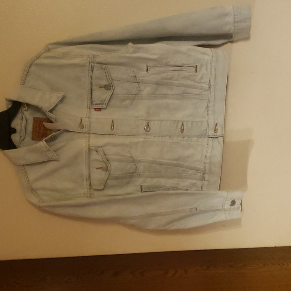 Levi's jean jacket with floral stitched on back